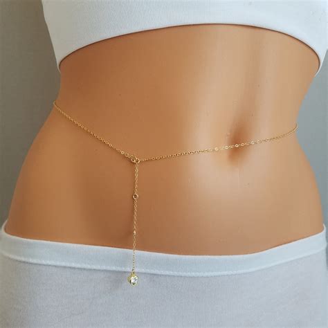 Cz Heart Belly Chain Belly Chain Gold Belly Chain Belly Etsy
