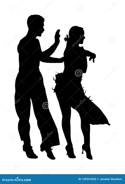 elegance tango latino dancers vector silhouette isolated on white background dancing couple