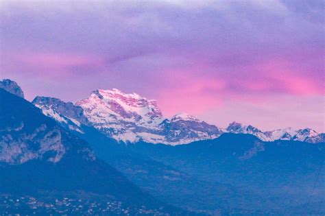Blue And Purple Mountain Sunset French Alps Mountain Etsy