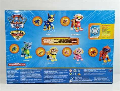 Paw Patrol Mighty Pups Action Pack T Set 6 Figures Light Up Badges