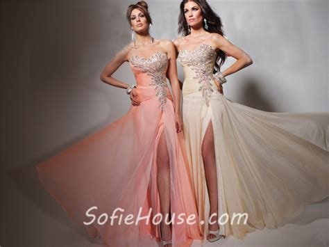 Gorgeous A Line Sweetheart Long Peach Chiffon Beading Evening Prom Dress