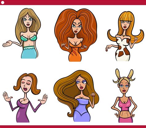 Funny Cartoon Women Characters Caricature Set Stock Image Vectorgrove Royalty Free Vector