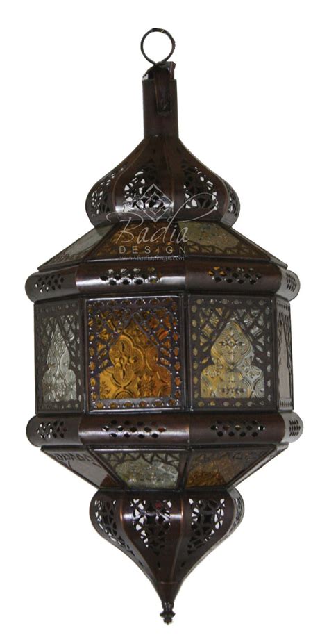 Moroccan Hanging Multi Color Glass Lantern From Badia Design Inc