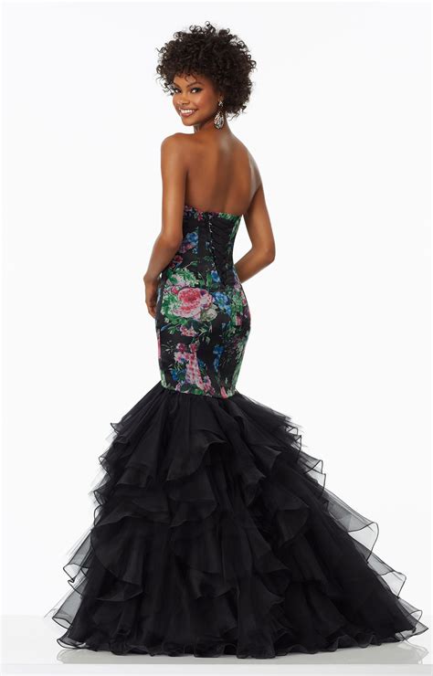 Mori Lee Prom 99002 Strapless Sweetheart Printed Satin Mermaid With