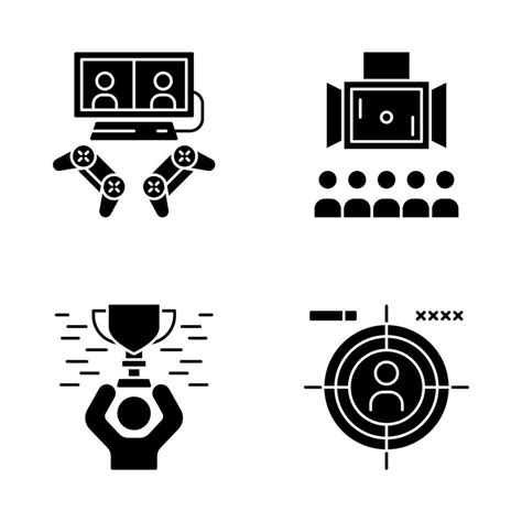 Esports Glyph Icons Set Gaming Environment Multiplayer Video Game