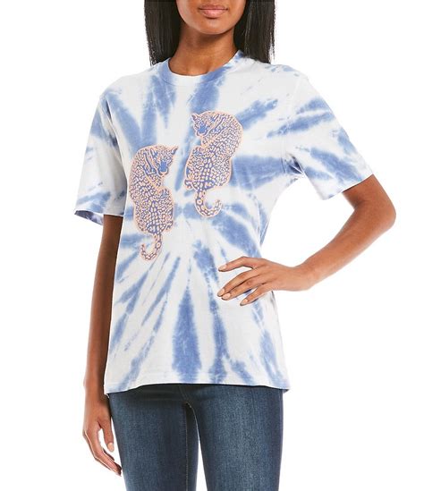 Ivory Ella Twin Leopards Tie Dye Graphic T Shirt Dillards