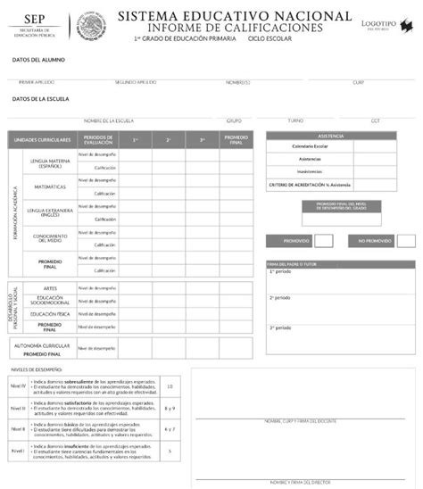 Boleta De Sexto Grado Lições Gerais