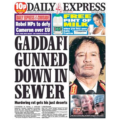 Libya The Death Of Muammar Gaddafi On Newspaper Front Pages Around The World Telegraph