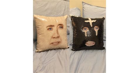 Nicolas Cage Face Sequin Pillow Nicolas Cage Sequin