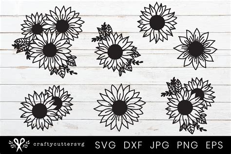 Sunflower Svg Bundle | 7 Sunflowers Designs Cut File Cricut (602421