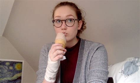 Injured Gay Nerd Takes Selfies W Ice Cream While Waiting For Her Gf To