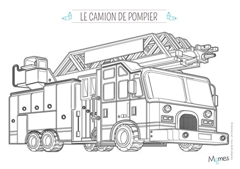 Coloriage Camion De Pompier Avec La Grande Chelle Momes Net