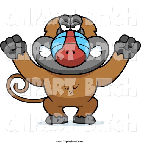 Clip Vector Cartoon Art Of A Mad Baboon Monkey Holding Up Fists By Cory
