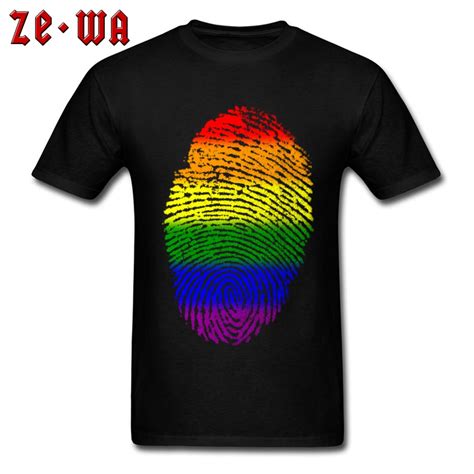 Guys Gay Pride T Shirt Fingerprint Rainbow Flag Lgbt T Shirt For Men