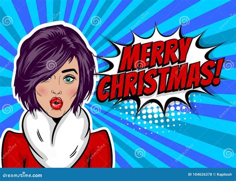 woman pop art greeting christmas stock vector illustration of radial style 104626378