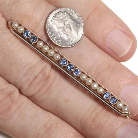 Antique Sapphire Brooch Pin Natural Sapphires Pea Gem