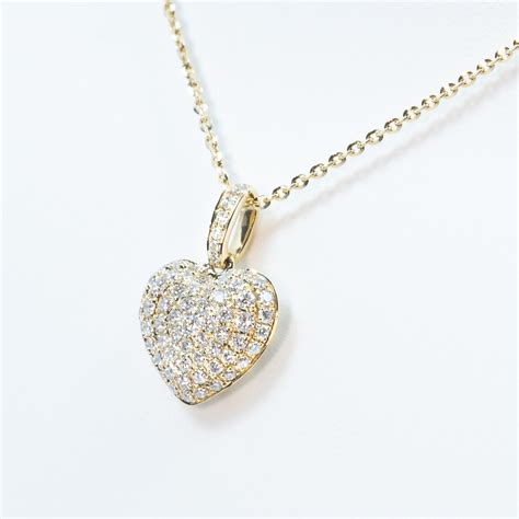 14k Yellow Gold Natural Diamond Heart Necklace