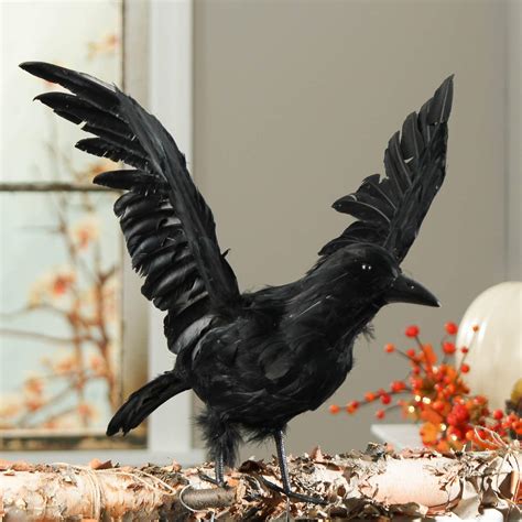 Artificial Large Life Size Black Feather Flying Crow For Halloween Decorating Amazon Co Uk