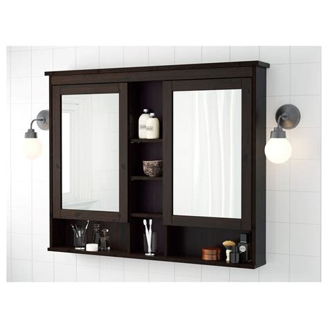 Ikea Hemnes Mirror Cabinet With 2 Doors Black Brown Stain Mirror