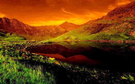 Mount Snowdon Wales Mountain Sunset Lake Valley Hd Wallpaper Peakpx