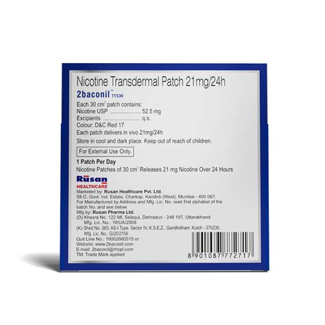 2baconil Tts30 Nicotine 21mg24h Transdermal Patch 7s Price Uses