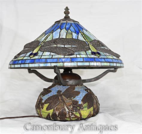 Art Nouveau Tiffany Table Lamp Dragonfly Shade Antique