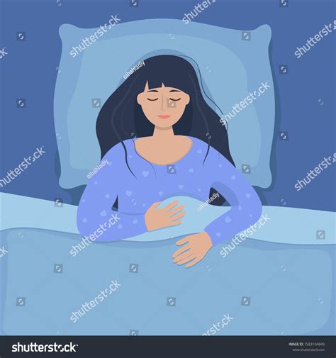 Woman Sleep Bed Cute Vector Illustration Stock Vector Royalty Free 1583104849 Shutterstock