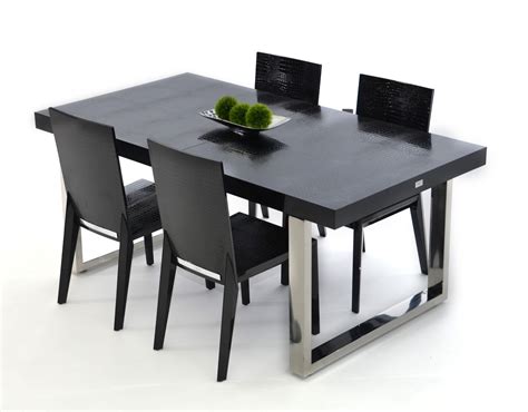 Chrome coated (frame) design type: Luxury Black Crocodile Lacquer and Stainless Steel Dining ...