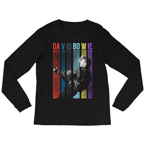 David Bowie Long Sleeve Shirt Colorful Bowie With Guitar Design David