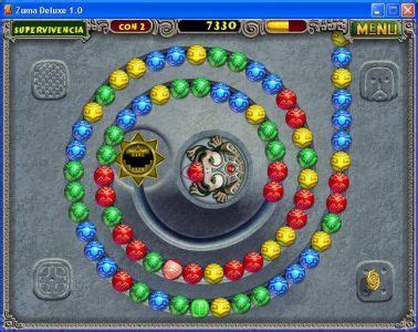 En este espiral de bolas de colores, dispara la bola del mismo color para juntar 3 o más iguales y eliminarlas antes que lleguen a tí. Zuma Deluxe screenshot 3 | Arcade, Juegos, Fondos de ...