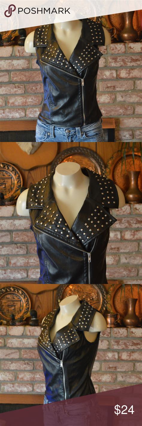 URBAN GROOVE STUDDED PLEATHER VEST VINYL GOTH Pleather Vest Urban