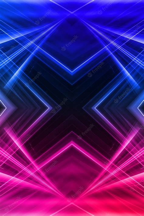 Premium Photo Abstract Blue Dark Neon Wall With Lines And Spotlights