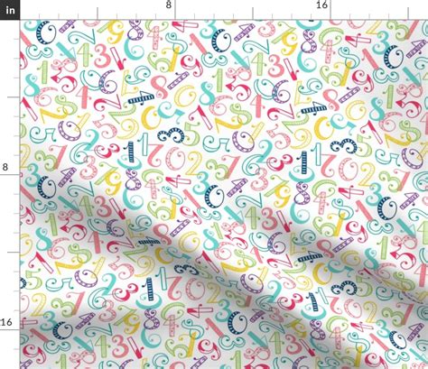 Colorful Random Numbers Fabric Spoonflower