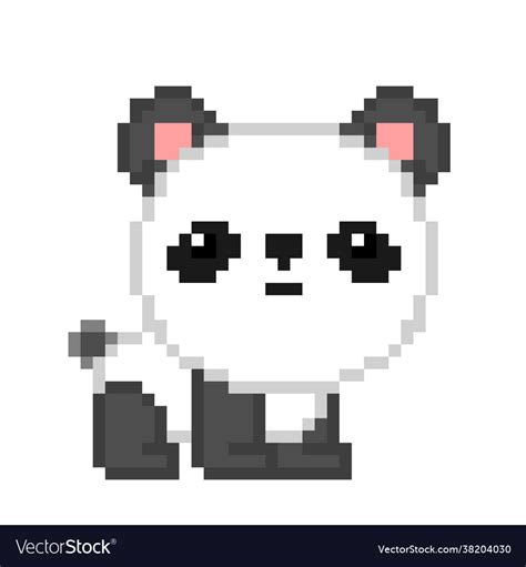 Pixel Panda Image For 8 Bit Game Assets Royalty Free Vector