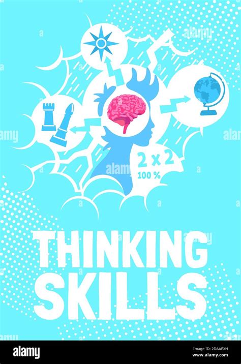Plantilla de vector plano de póster de habilidades de pensamiento