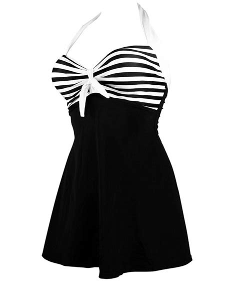 Vintage Sailor Pin Up Swimsuit One Piece Skirtini Cover Up Swimdress