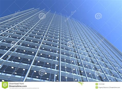 Blank Glass Facade Of Curved Office Building Stock Image