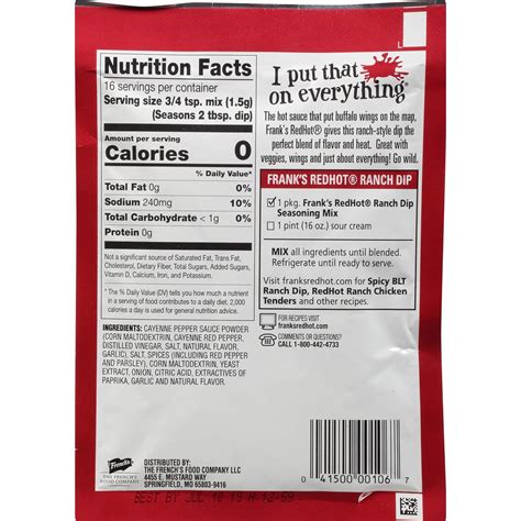 Franks Red Hot Sauce Nutrition Facts Nutrition Pics