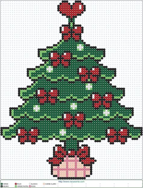 Arbol navidad EN HAMA BEADS PATRON Punto de cruz navideño Punto de