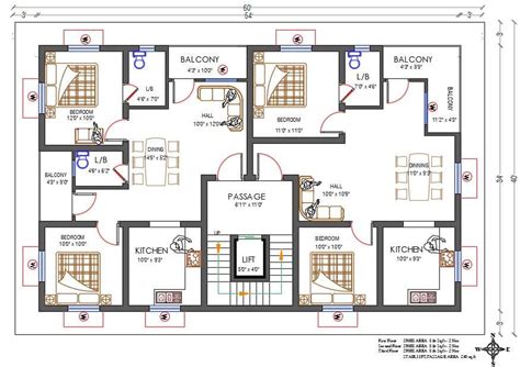 North Facing 2 Bhk House Plan With Furniture Layout Dwg File Cadbull