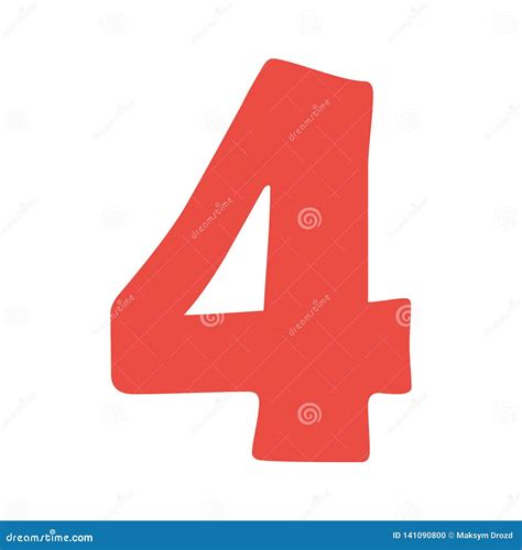 Number 4 Cartoon Four Number Vector Stock Vector Illustration Of