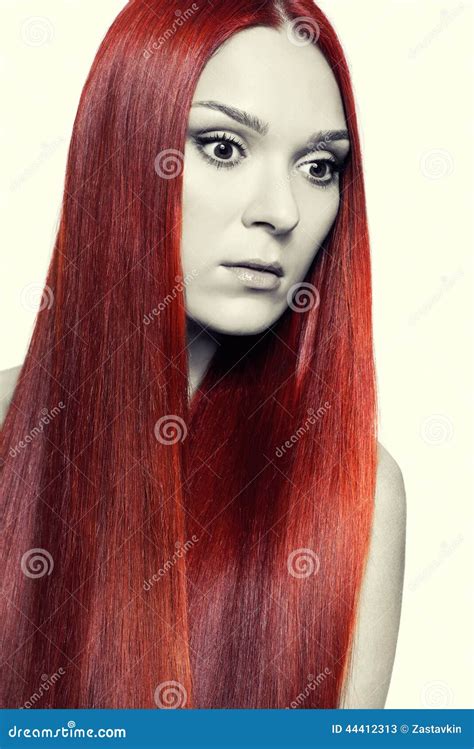 Woman With Long Red Hair Stock Image Image Of Sensuality 44412313