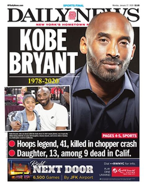 The new york times international edition in print for wednesday, dec. Kobe Bryant's death memorialized on newspaper front pages