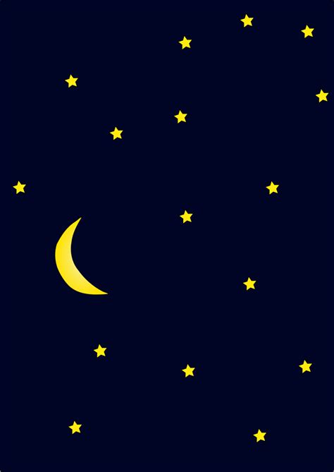 Public Domain Clip Art Image Moon In Dark Night Sky Full Of Stars