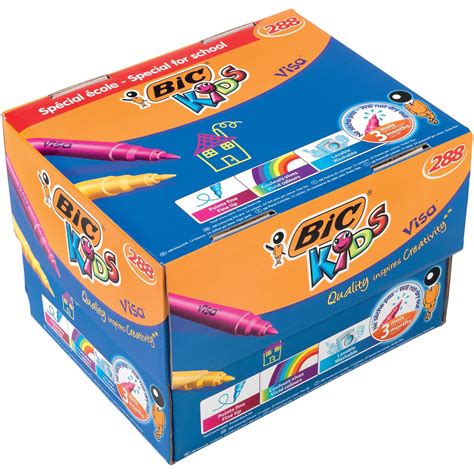 Bic Kids Visa Felt Tip Pens Washable Fine Tip Class Pack Assorted Ref