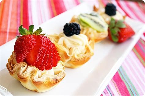 Phyllo dough, or sometimes referred to as filo, are thin sheets of dough that are stacked together and separated with some type of fat, like oil or butter. Fresh Fruit Phyllo Tartlettes - The Comfort of Cooking