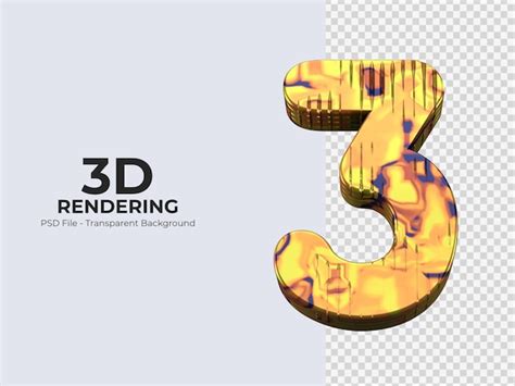 Premium Psd 3d Rendering Number 3 Isolated