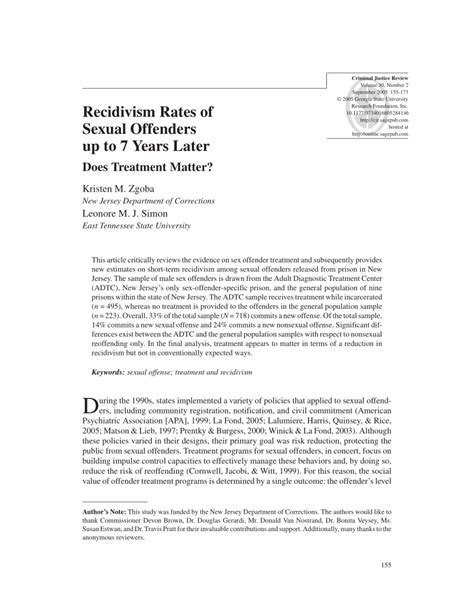 Pdf Recidivism Rates Of Sexual Offenders Up To 7 Years Laterdoes Treatment Matter