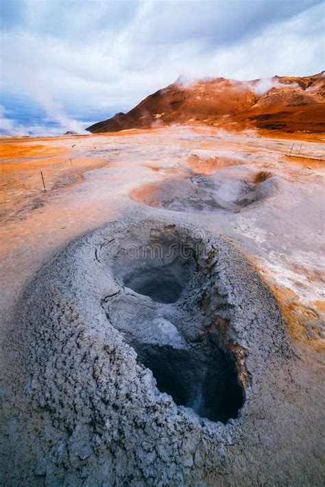 Namafjall Geothermal Area In Field Of Hverir Iceland Stock Image