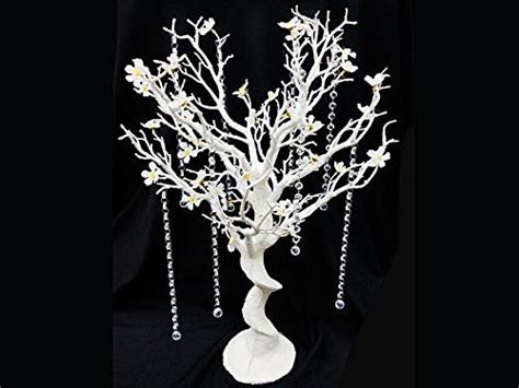 BalsaCircle Inch Tall White Glittered Manzanita Tree With Garlands And Flowers Wedding